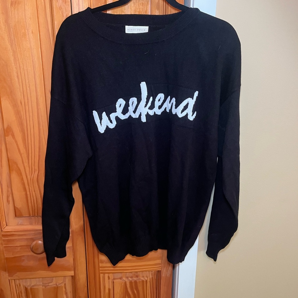 Honey Punch Black and White 'Weekend' Sweater NWT L